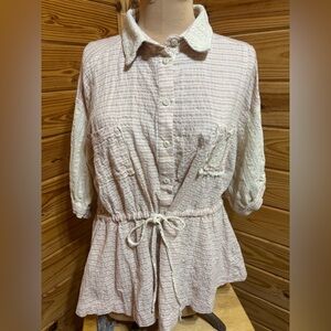 POL Pink and Cream Striped Women's Tunic Cover Up